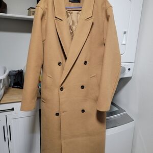 ASOS Men's Camel Double-Breasted Trench Coat